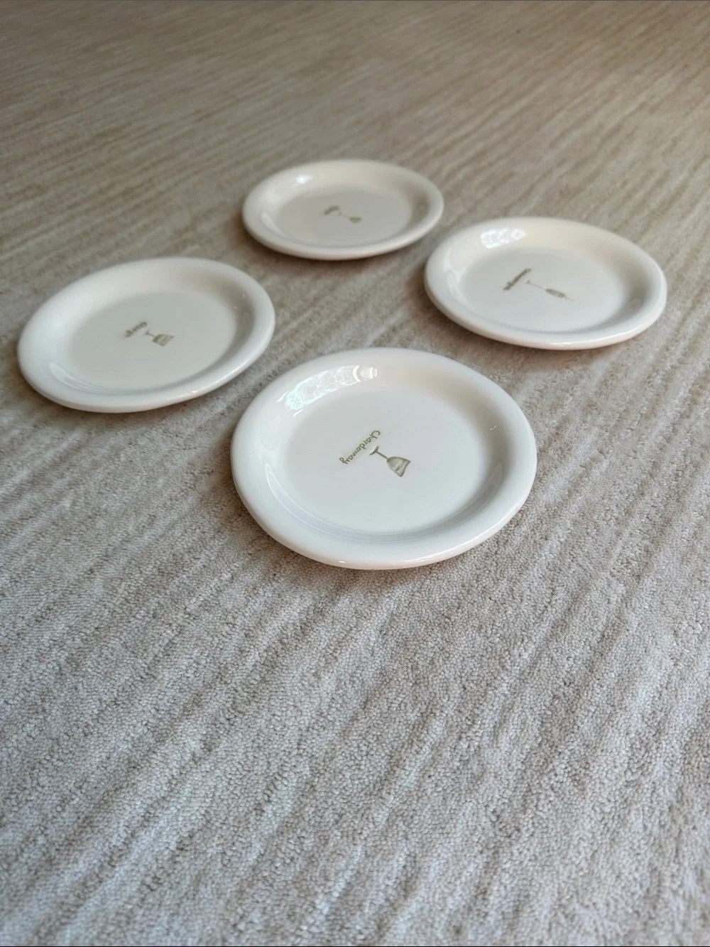Set of 4 Williams-Sonoma Wine Series Cheese Dish Appetizer Plates Embossed